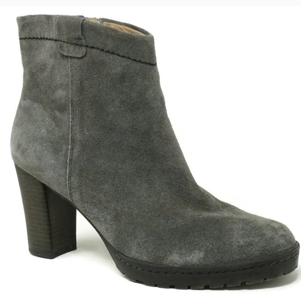 BIALA Kelsey Gray Suede Leather Zip Up Ankle Boots Size 41= 9.5